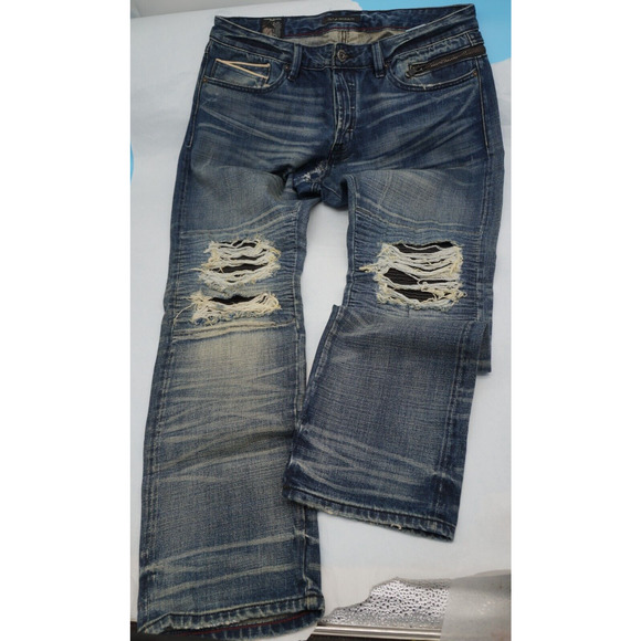 Cult of Individuality JAPANESE SELVEDGE DENIM GREASER STRAIGHT 38x32 DISTRESSED - Picture 1 of 10